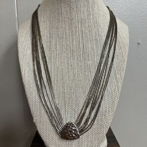 Silpada 9 Strand Toned Liquid Silver Hammered Pendant Necklace #N1288